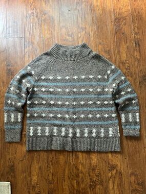Pendleton Brown & Blue Fair Isle Mock-Neck Sweater